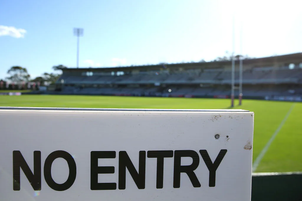 Netstrata Jubilee Stadium on March 20, 2020 in Sydney, Australia prior to the round 2 NRL match between the St George Illawarra Dragons and the Penrith Panthers. Due to the COVID-19 virus outbreak, the fixture will be played with no fans in attendance due to a NSW Public Health Order prohibiting outdoor events with more than 500 people. (Jason McCawley/Getty Images)