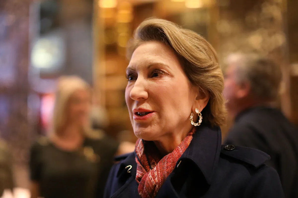 Former Republican presidential candidate Carly Fiorina speaks to the media after a meeting at Trump Tower in New York City on Dec. 12, 2016. (Spencer Platt/Getty Images)