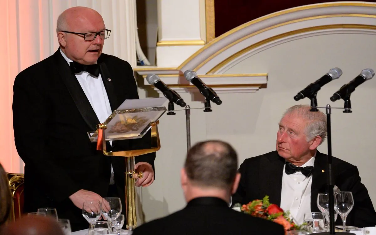 Australia's High Commissioner George Brandis speaks at a Fund Raising Dinner for the 2020 Australian bushfire relief and recovery effort at Mansion House in London, England on March 12, 2020. (Eamonn M. McCormack - WPA Pool/Getty Images)