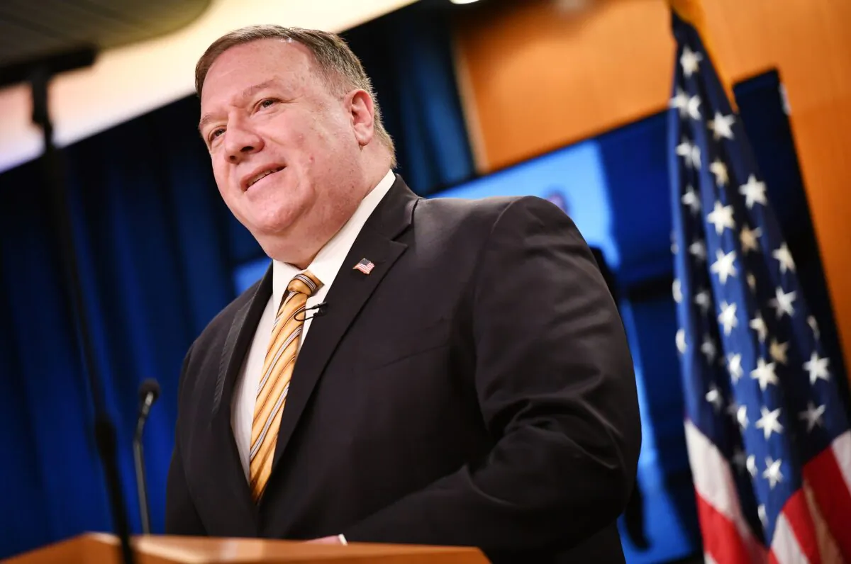 U.S. Secretary of State Mike Pompeo speaks at a press conference at the State Department in Washington, on June 24, 2020. (Mandel Ngan/AFP/Getty Images)