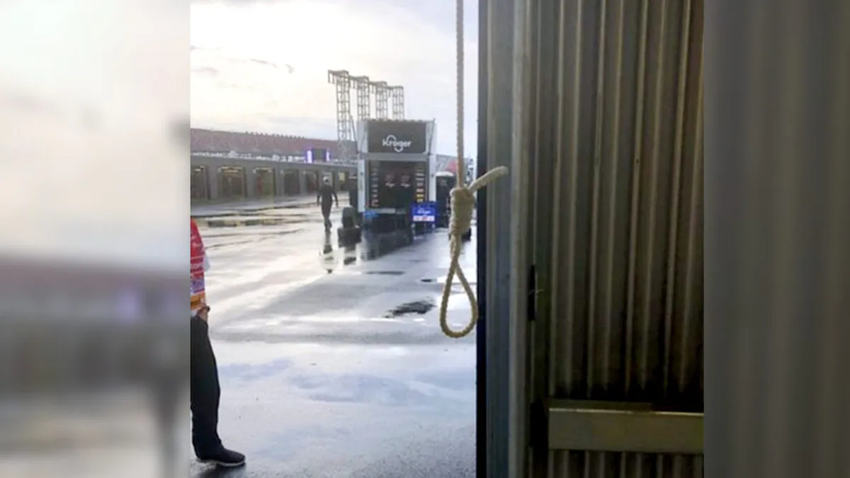 The noose found in the garage stall of Black driver Bubba Wallace at Talladega Superspeedway in Talladega, Ala., on June 21, 2020. (NASCAR via AP)