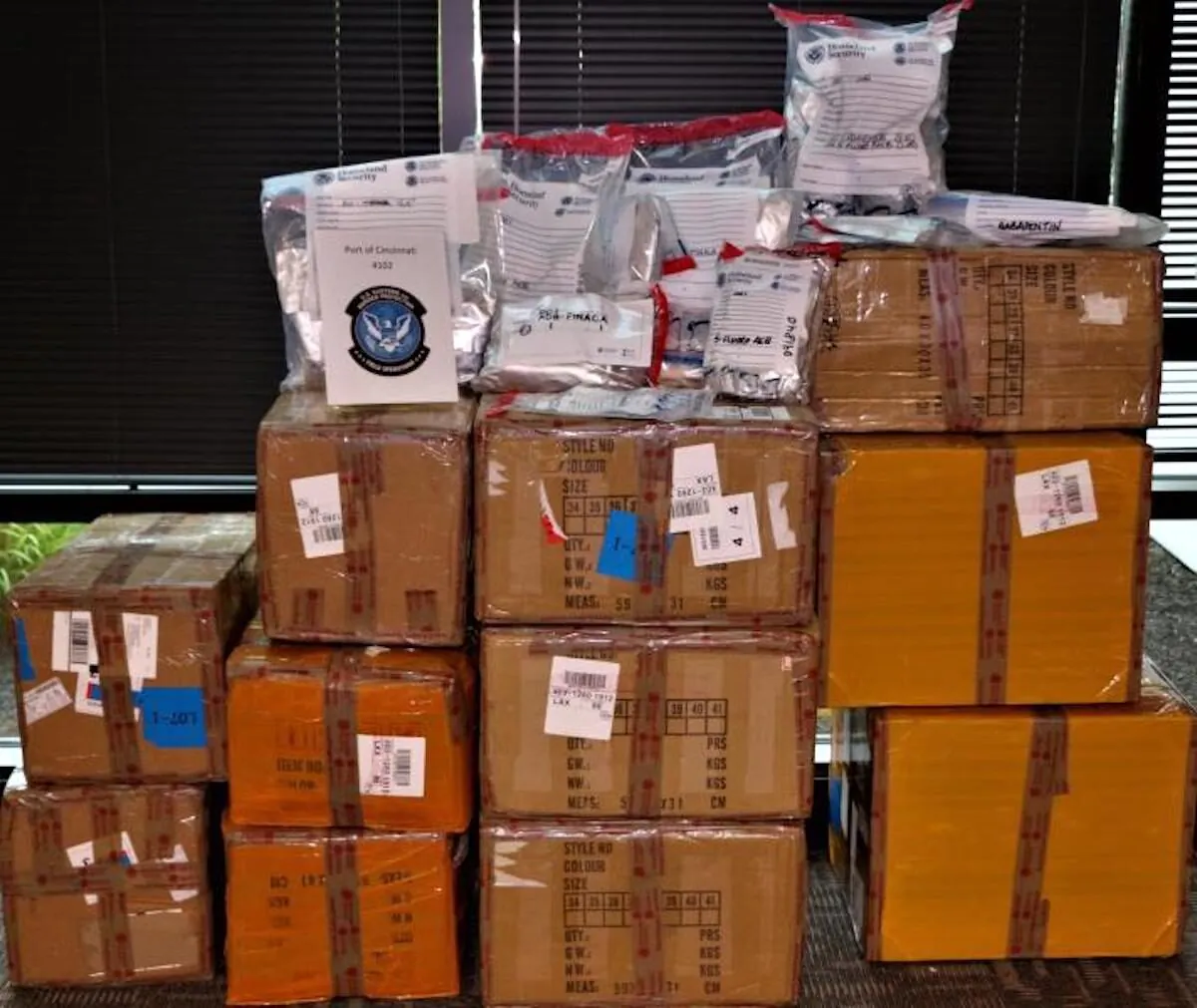 Synthetic drugs and controlled substances seized by U.S. Customs and Border Patrol in Cincinatti, Ohio, on May 11, 2020. (CBP Cincinnati)
