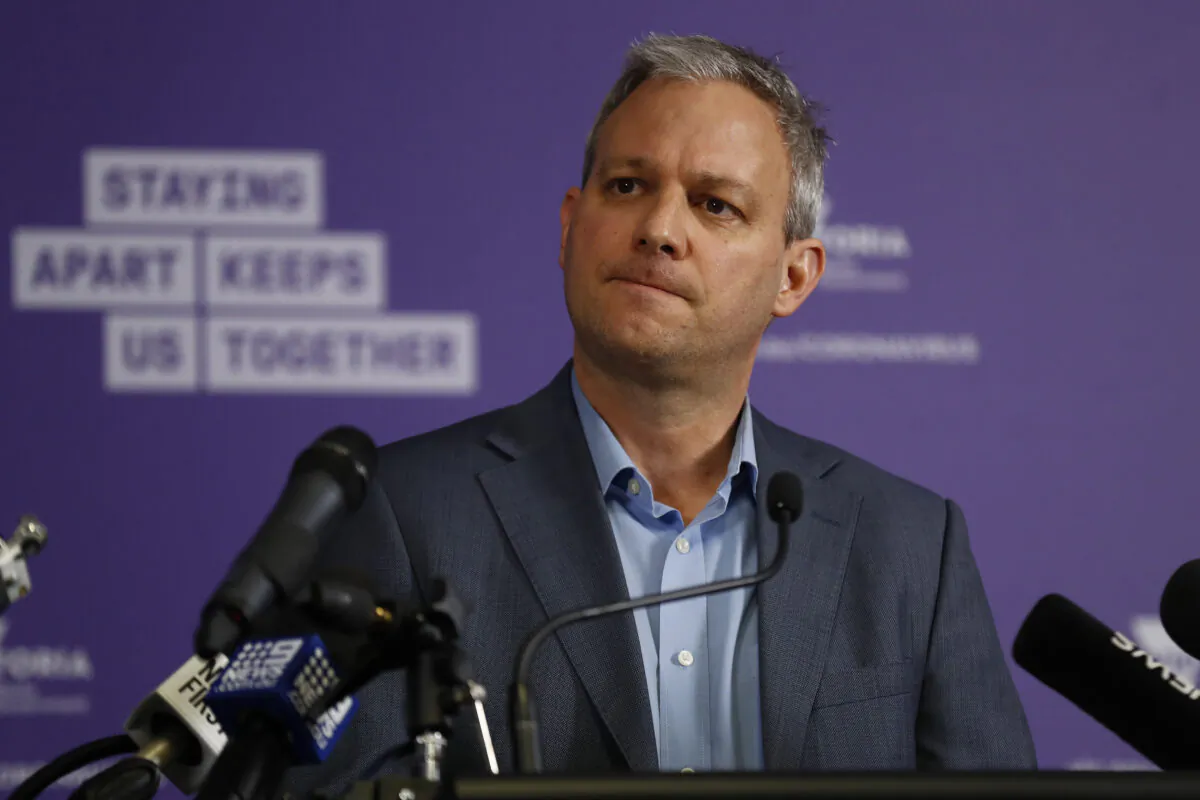 Brett Sutton the Chief Health Officer of Victoria speaks to the media in Melbourne, Australia, on June 22, 2020. (Darrian Traynor/Getty Images)
