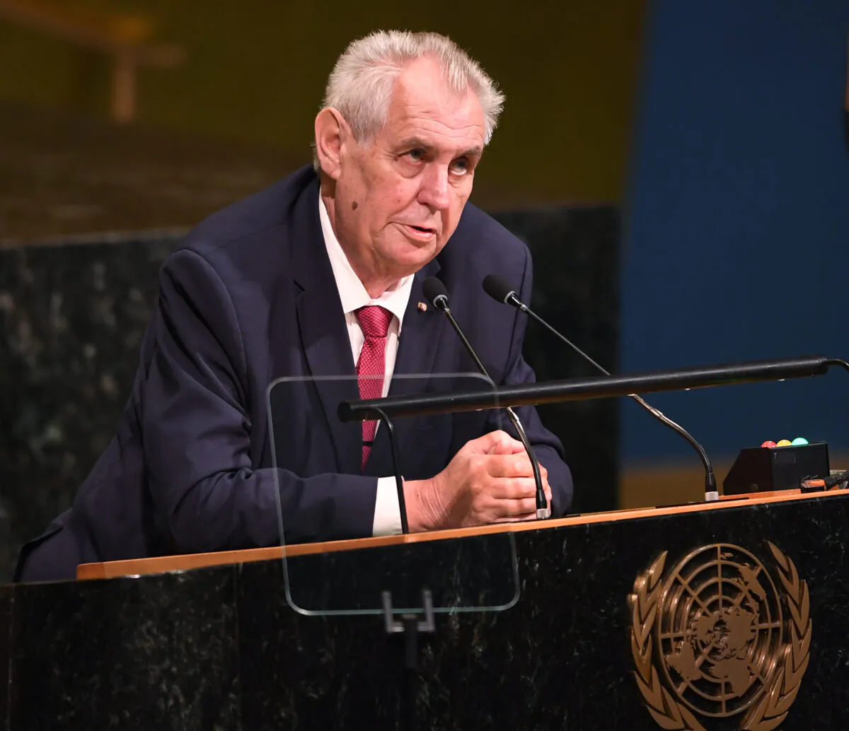 Milosh Zeman, president of the Czech Republic, addresses the 72nd session of the General Assembly at the United Nations in New York, on Sept. 19, 2017.  (Don Emmert/AFP/Getty Images)