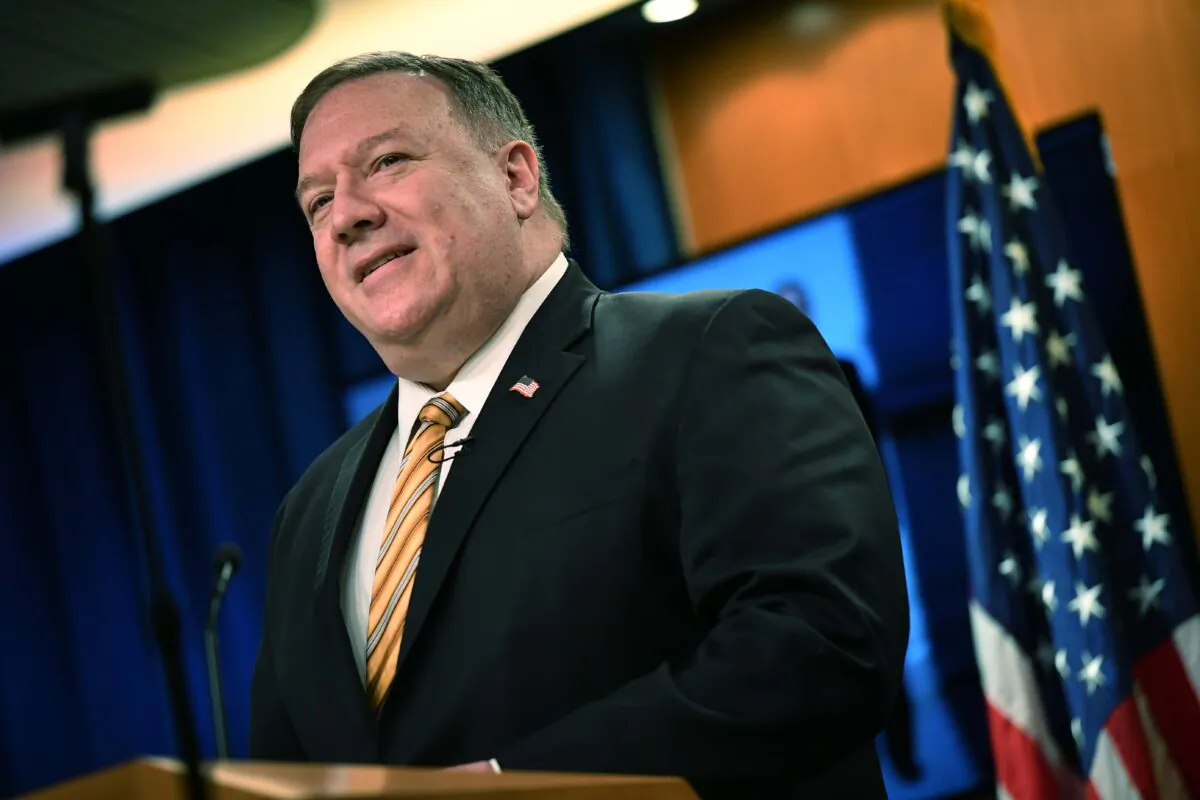 U.S. Secretary of State Mike Pompeo speaks during a news conference at the State Department in Washington, on June 24, 2020. (Mandel Ngan//AP)