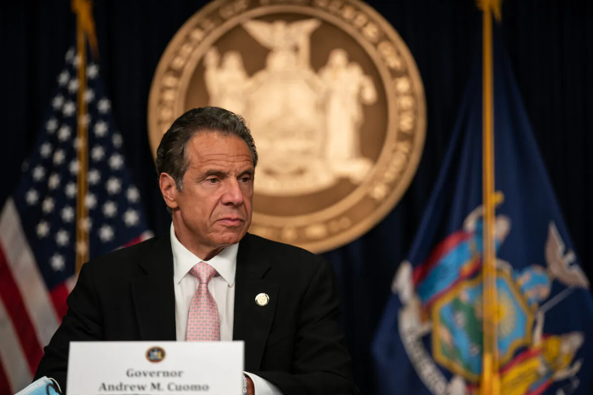 New York Gov. Andrew Cuomo speaks at a media briefing in New York City on June 12, 2020. (Jeenah Moon/Getty Images)