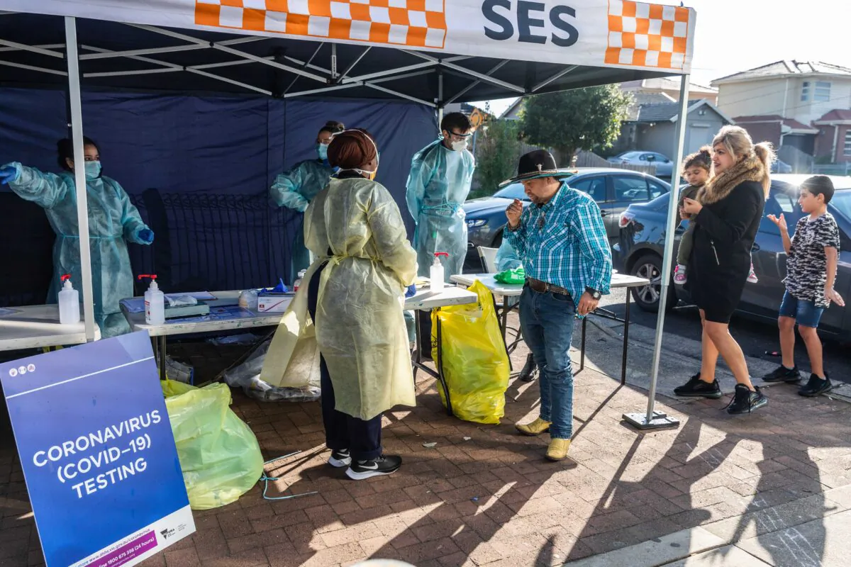 Pop-up Covid-19 testing tent during a COVID-19 testing blitz in the suburb of Broadmeadows  in Melbourne, Australia on June 28, 2020. (Asanka Ratnayake/Getty Images)
