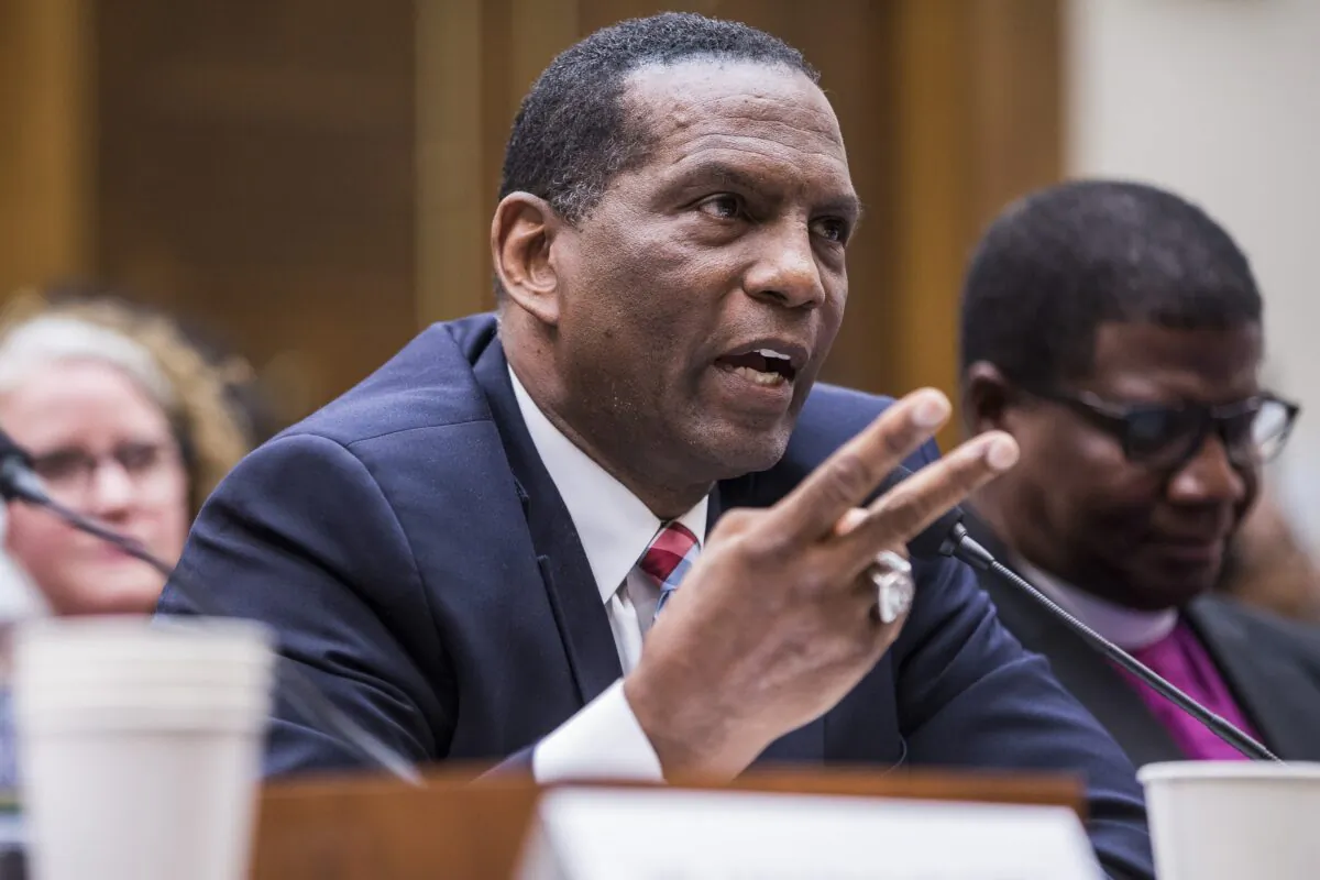 Former NFL player Burgess Owens testifies during a hearing on slavery reparations held by the House Judiciary Subcommittee on the Constitution, Civil Rights and Civil Liberties in Washington in a June 19, 2019, file photograph. Owens won a congressional primary on June 30, 2020. (Zach Gibson/Getty Images)