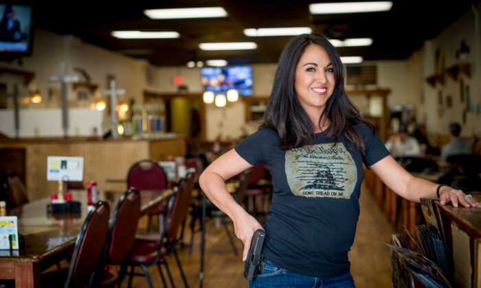 Owner Lauren Boebert poses for a portrait at Shooters Grill in Rifle, Colo., on April 24, 2018. (Emily Kask/AFP via Getty Images)