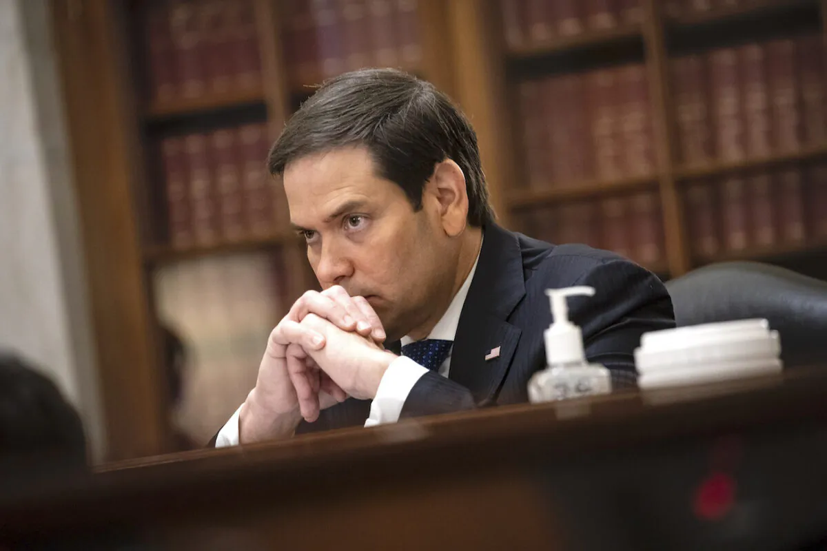 Sen. Marco Rubio (R-Fla.) listens during a hearing in Washington, on June 10, 2020. (Al-Drago-Pool/Getty Images)