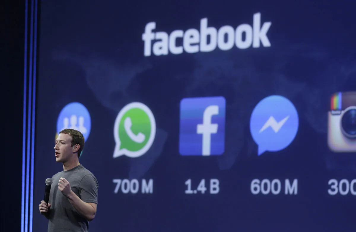 CEO Mark Zuckerberg gives the keynote address during the Facebook F8 Developer Conference in San Francisco, on March 25, 2015. Britain's competition watchdog The Competition and Markets Authority took aim at the U.S. tech giants in a report on July 1, 2020, wanting new rules to foster competition in digital advertising markets and rein in the industry's dominant players, Google and Facebook. (Eric Risberg/AP Photo)