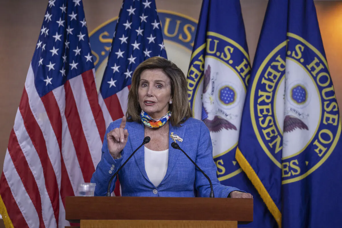 Speaker of the House Nancy Pelosi (D-Calif.) speaks at a press conference on Capitol Hill in Washington, on June 29, 2020. (Tasos Katopodis/Getty Images)