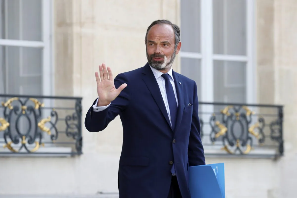 French Prime Minister Edouard Philippe leaves after a meeting at the Elysee Palace in Paris, France, on June 3, 2020. (Gonzalo Fuentes/Pool via AP)