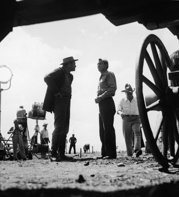 an Heflin, Alan Ladd On 'Shane' Set