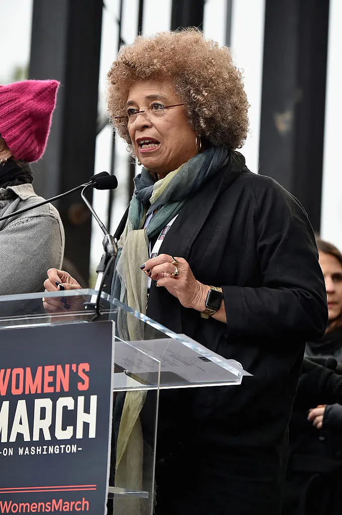 Angela Davis speaks onstage during the Women's March on Washington, on Jan. 21, 2017. (Theo Wargo/Getty Images)