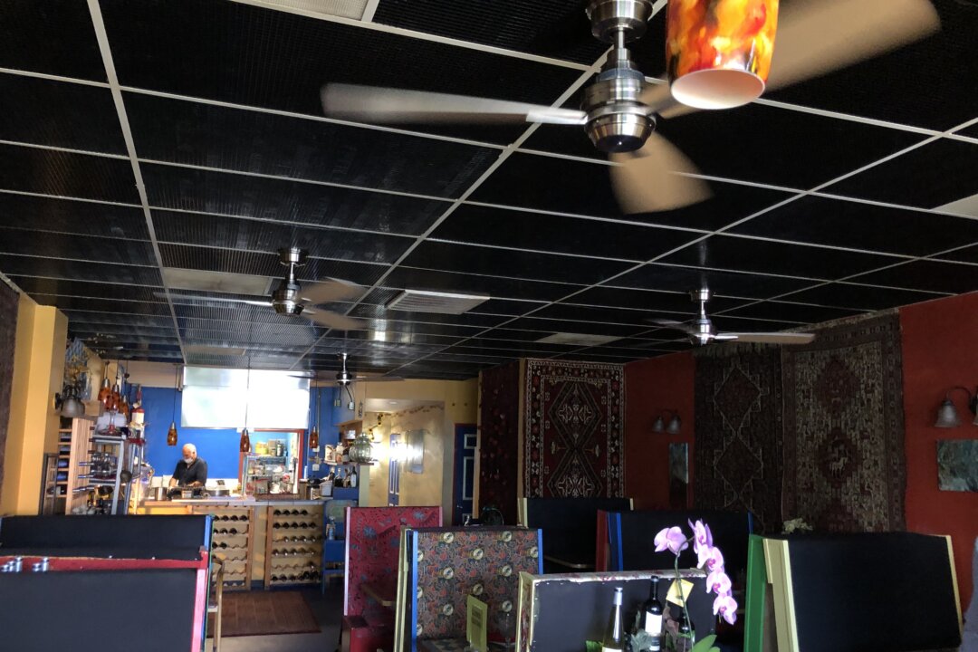 Inside Marlaina's Mediterranean Kitchen, a Seattle-area eatery, which is battling the coronavirus using UV light. (Will Stone for KHN)