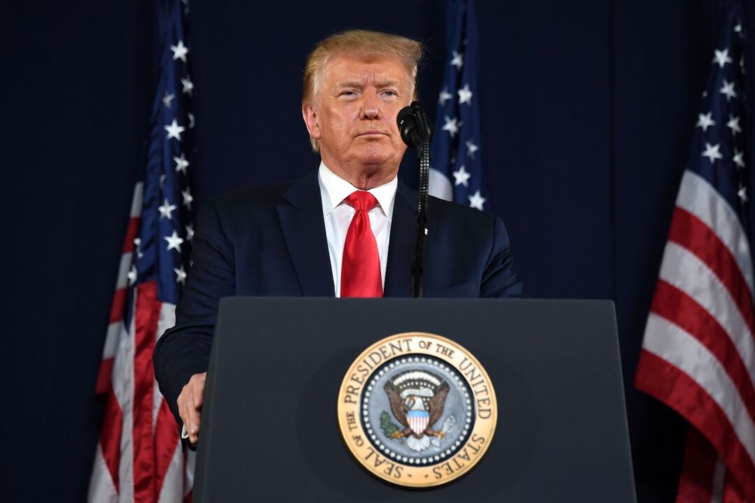 President Donald Trump speaks during the Independence Day events at Mount Rushmore National Memorial in Keystone, S.D., on July 3, 2020. (Saul Loeb/AFP via Getty Images)