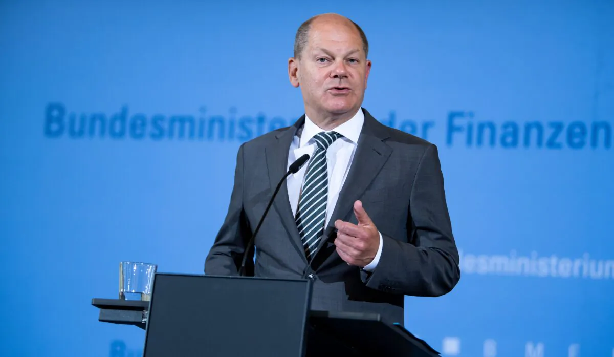German Finance Minister and Vice-Chancellor Olaf Scholz speaks during a press conference on June 22, 2020, in Berlin. (Bernd von Jutrczenka/AFP via Getty Images)
