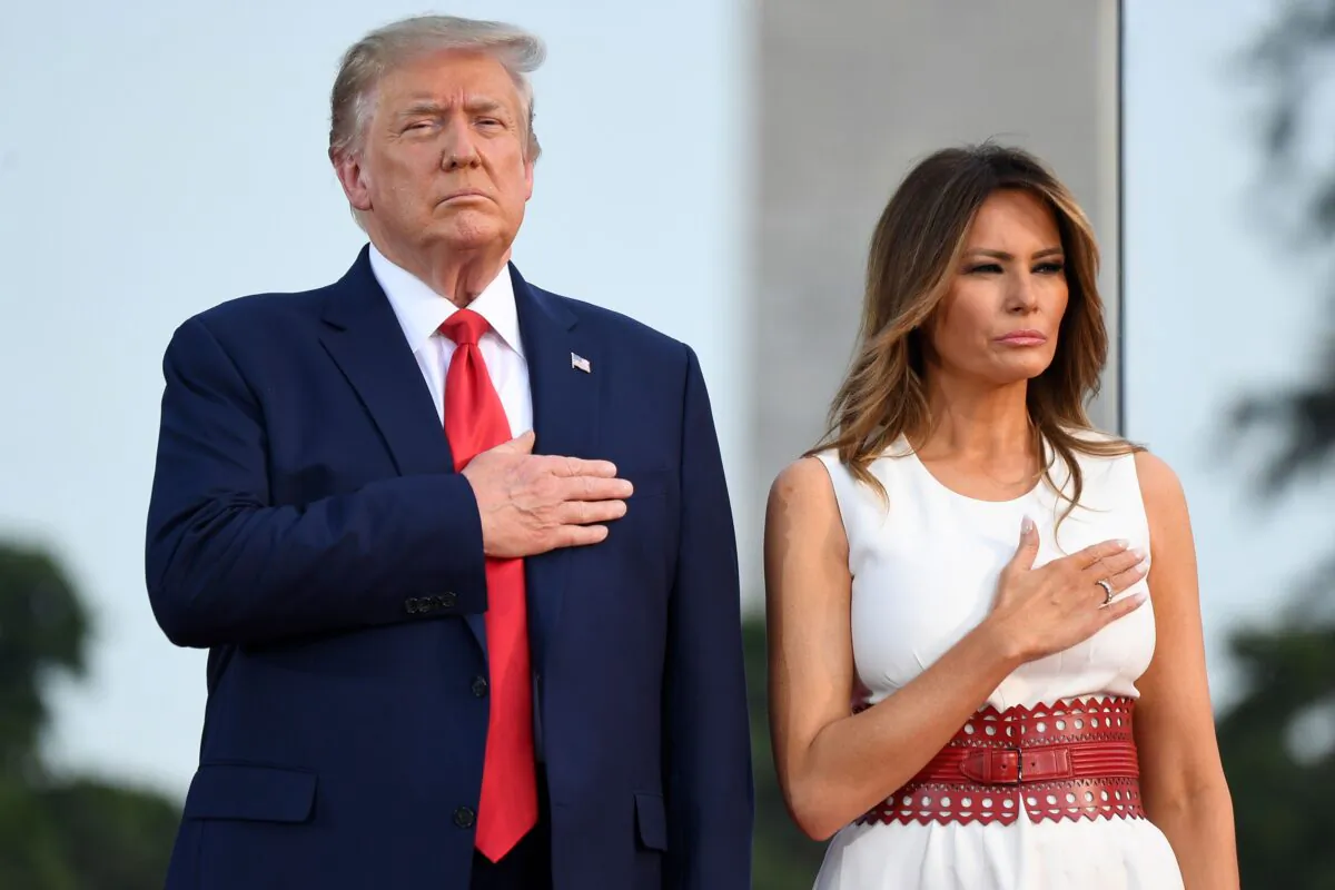 President Donald Trump and First Lady Melania Trump host the 2020 "Salute to America" event in honor of Independence Day on the South Lawn of the White House in Washington on July 4, 2020. (Saul Loeb/AFP via Getty Images)