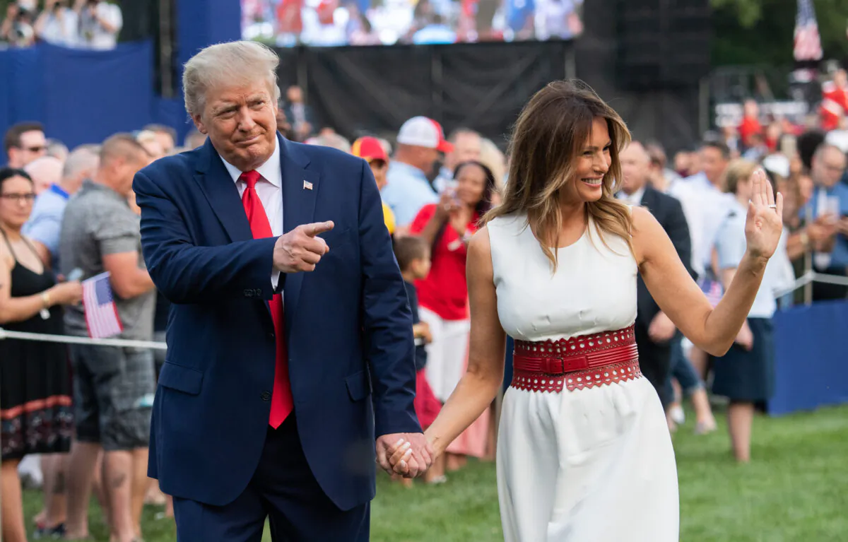 President Donald Trump and First Lady Melania Trump host the 2020 "Salute to America" event in honor of Independence Day on the South Lawn of the White House on July 4, 2020. (Saul Loeb/AFP via Getty Images)