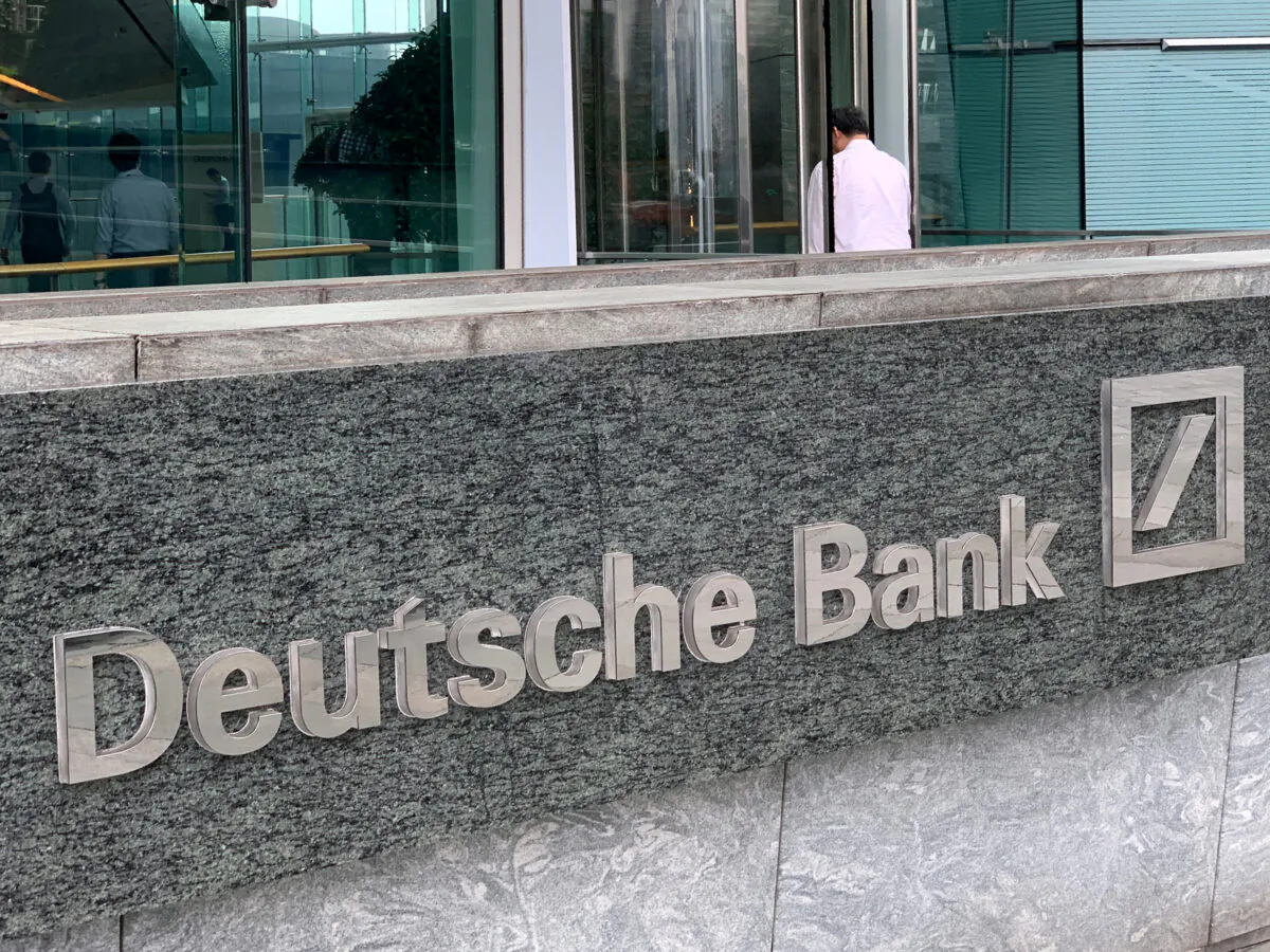 The logo of Deutsche Bank is seen in Hong Kong, China, on July 8, 2019. (Tyrone Siu/Reuters)