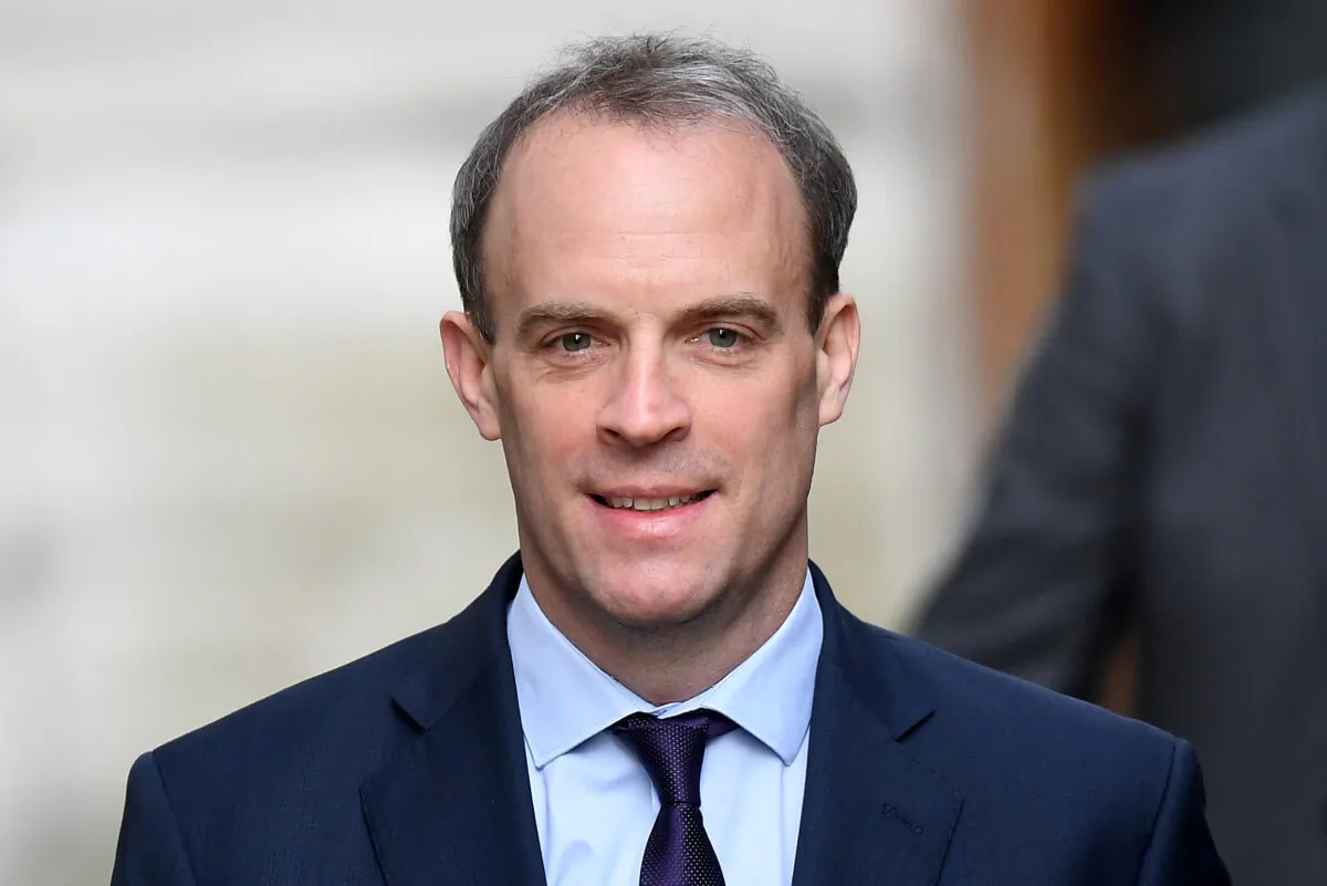 Foreign Secretary Dominic Raab arrives at 10 Downing Street for today's C-19 committee meeting in London on April 8, 2020. (Peter Summers/Getty Images)