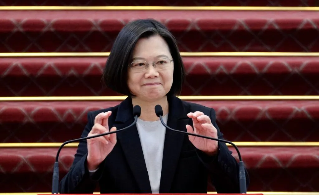 Taiwan President Tsai Ing-wen speaks during a press conference at the presidential office in Taipei, Taiwan, on Jan. 22, 2020. (Sam Yeh/AFP via Getty Images)