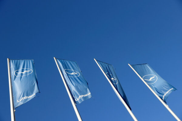 Lufthansa's flags flutter in front of a temporary closed First Class Terminal at Frankfurt Airport, Germany June 25, 2020. 