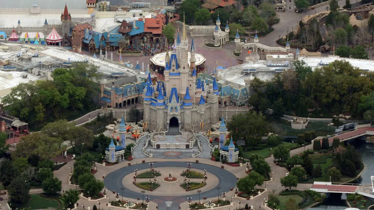 Cinderella Castle is seen at the end of an empty Main Street at Disney's Magic Kingdom theme park in Orlando, Fla., on March 16, 2020. (Gregg Newton/Reuters)
