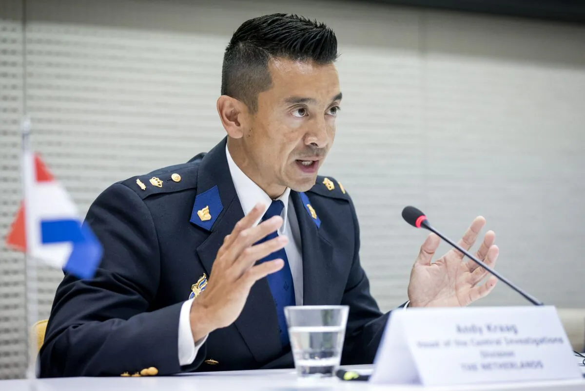 Dutch head of National Investigation Andy Kraag speaks during a press conference at the Eurojust office, on the dismantling of an encrypted criminal communication network, in The Hague, on July 2, 2020. (Sem van der Wal /ANP/AFP via Getty Images)