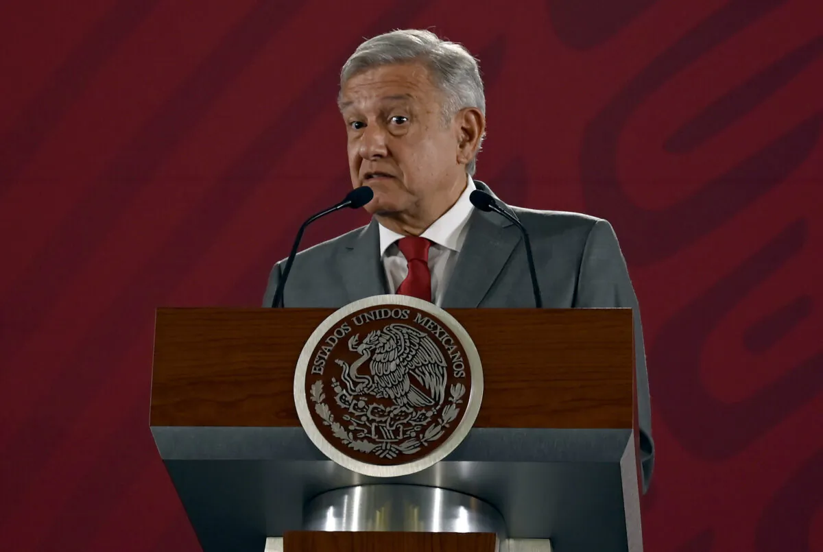 Mexican President Andres Manuel Lopez Obrador speaks during his morning press conference at the National Palace in Mexico City, Mexico, on May 31, 2019. (Alfredo Estrella / AFP via Getty Images)