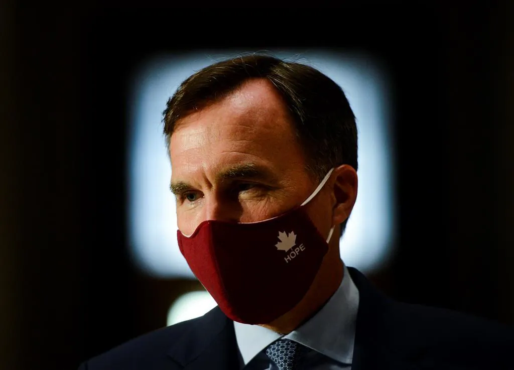 Minister of Finance Bill Morneau takes part in a media lock-up for the federal government's Economic and Fiscal Snapshot 2020 in Ottawa on July 8, 2020. (Sean Kilpatrick/The Canadian Press)