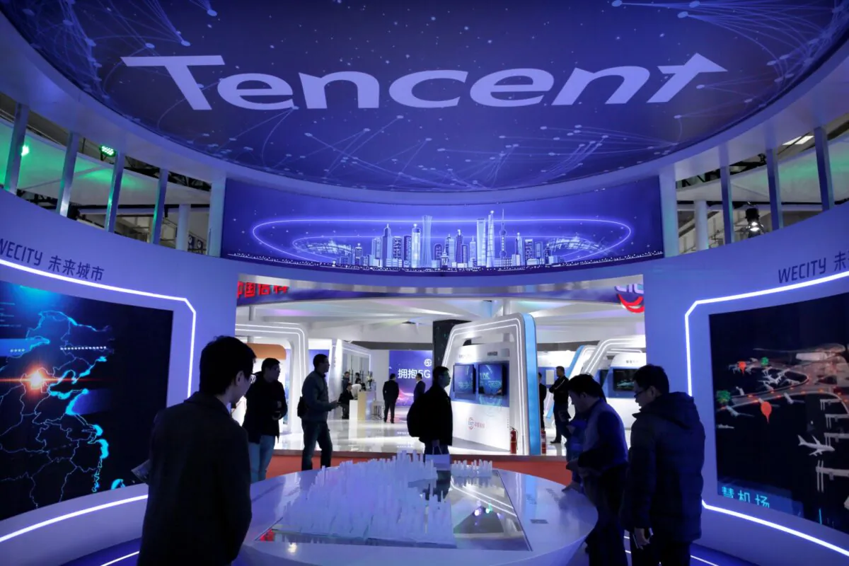 Tencent's booth at the World 5G Exhibition in Beijing on Nov. 22, 2019. (Jason Lee/Reuters)