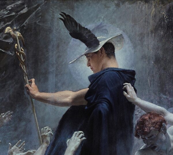 Mercury in a detail from Souls on the Banks of the Acheron