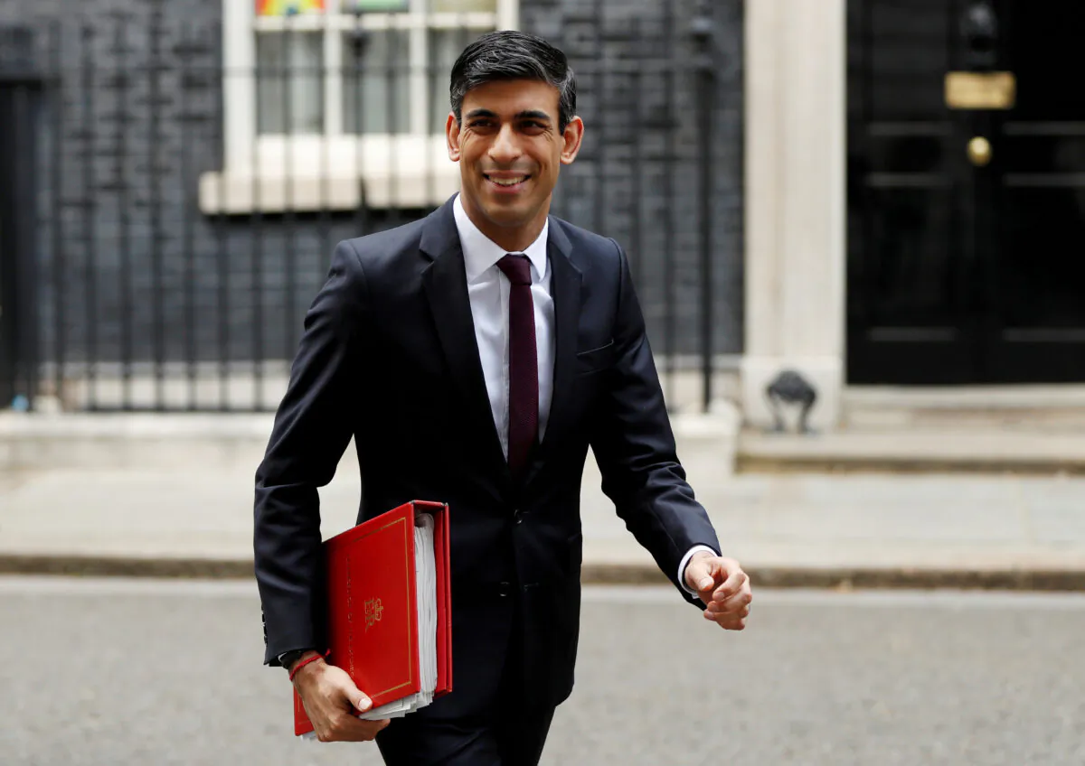 Chancellor of the Exchequer Rishi Sunak leaves Downing Street in London on May 4, 2020. (John Sibley/Reuters)