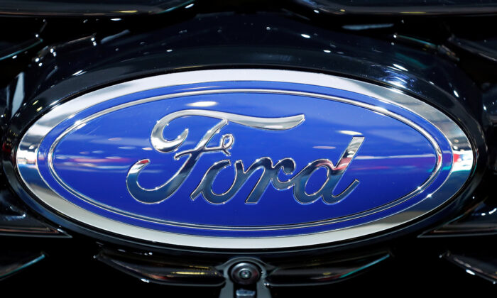 The corporate logo of Ford is seen at Brussels Motor Show, Belgium, on Jan 9, 2020. (Francois Lenoir/Reuters)