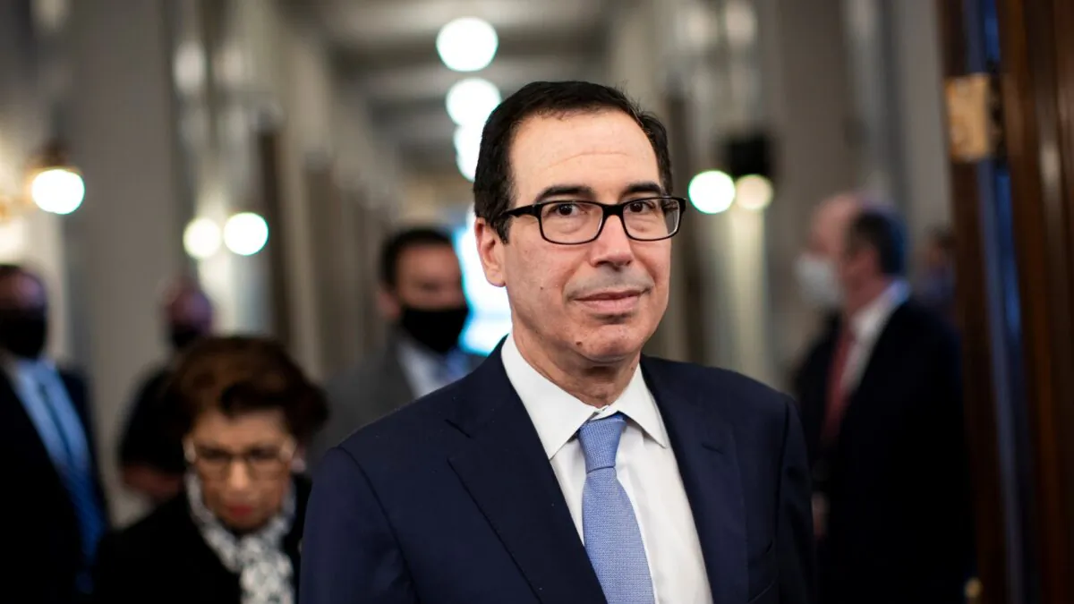 Steven Mnuchin, U.S. Treasury secretary, arrives before a Senate Small Business Committee hearing on coronavirus relief aid and "Implementation of title I of the CARES Act" in Washington, on June 10, 2020. (Al Drago/Pool via Reuters)