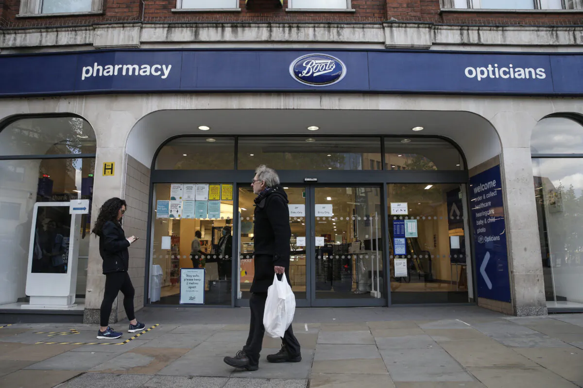 A general view of a Boots Pharmacy in London, UK, on May 2, 2020. (Hollie Adams/Getty Images)
