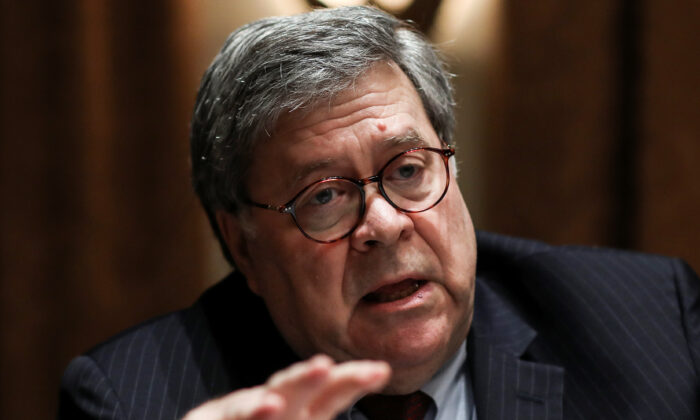 U.S. Attorney General William Barr speaks during a roundtable discussion on 