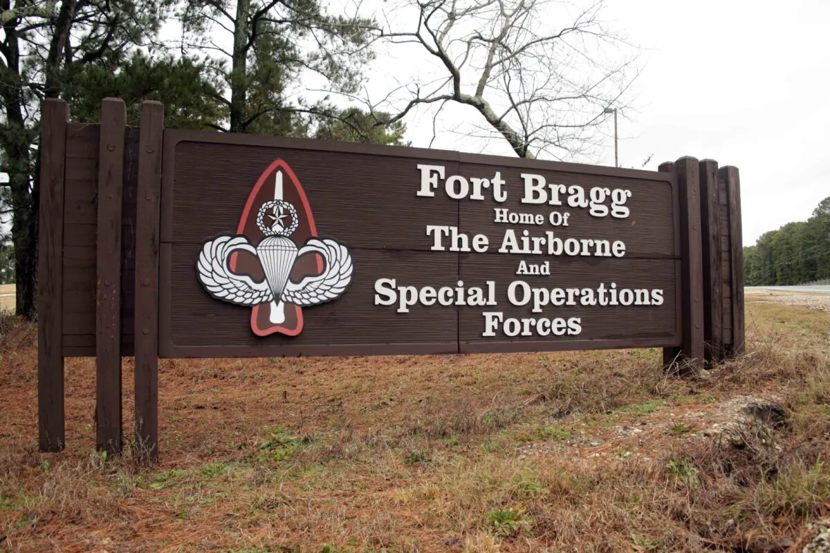 A sign for at Fort Bragg, N.C., on Jan. 4, 2020. (Chris Seward/AP Photo)