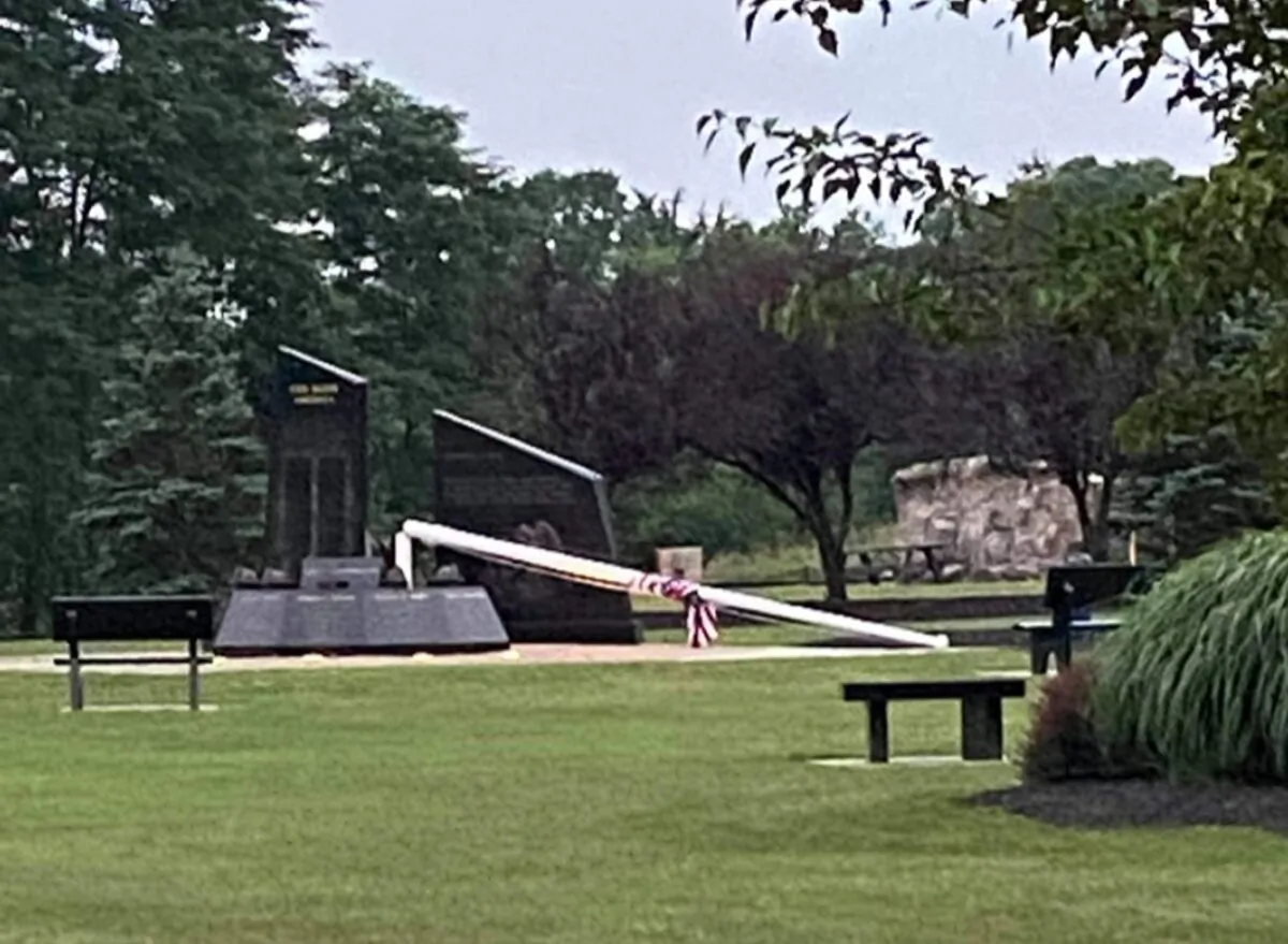 A flagpole at a 9/11 memorial in a New York village was vandalized, police said. (Washingtonville Police Department)