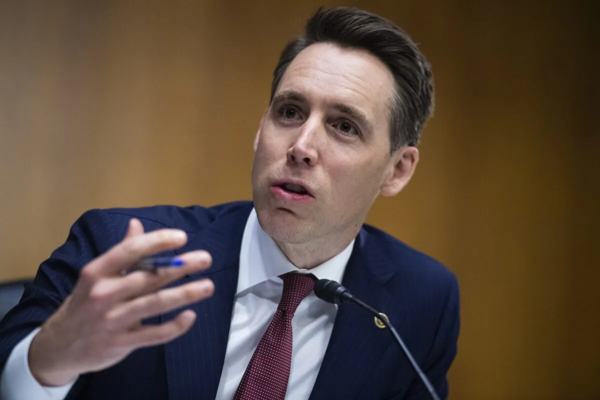 Sen. Josh Hawley (R-Mo.) at a hearing in Washington on June16, 2020. (Tom Williams/Pool/Getty Images)