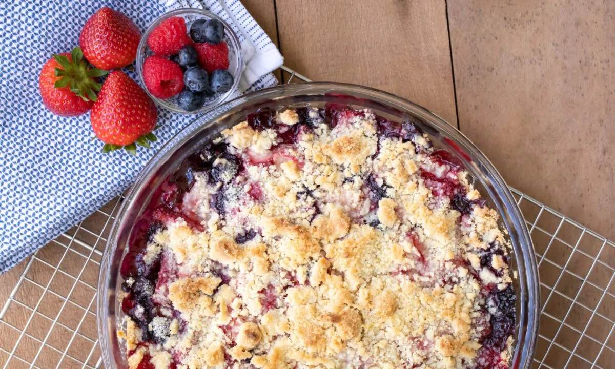 A berry crumble, topped with thick, buttery, streusel-like crumbs. (VDB Photos/Shutterstock)
