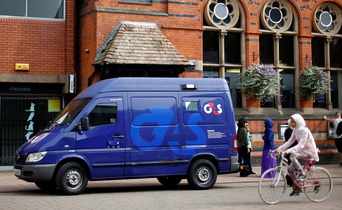 A G4S security van parked outside a bank in Loughborough, central England, on Aug. 28, 2013. (Darren Staples/Reuters)