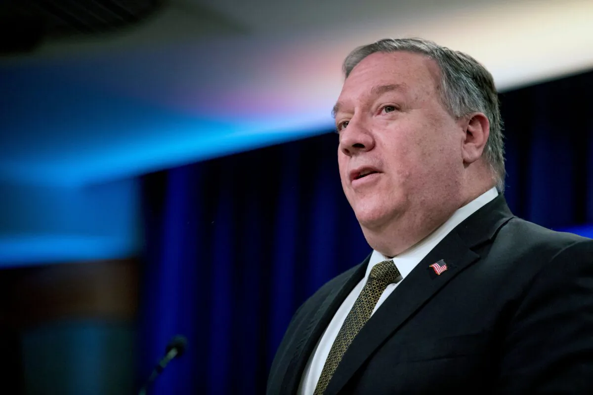 Secretary of State Mike Pompeo speaks during a news conference at the State Department in Washington,DC on June 10, 2020. ( Andrew Harnik / POOL / AFP via Getty Images)