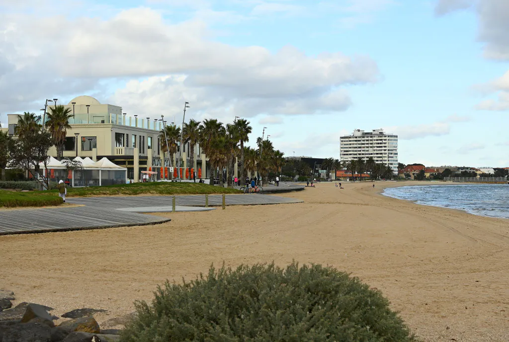 An empty St Kilda Beach on July 13, 2020 in Melbourne, Australia after the city returned to lockdown following the rise in COVID-19 cases through community transmissions. (Quinn Rooney/Getty Images)