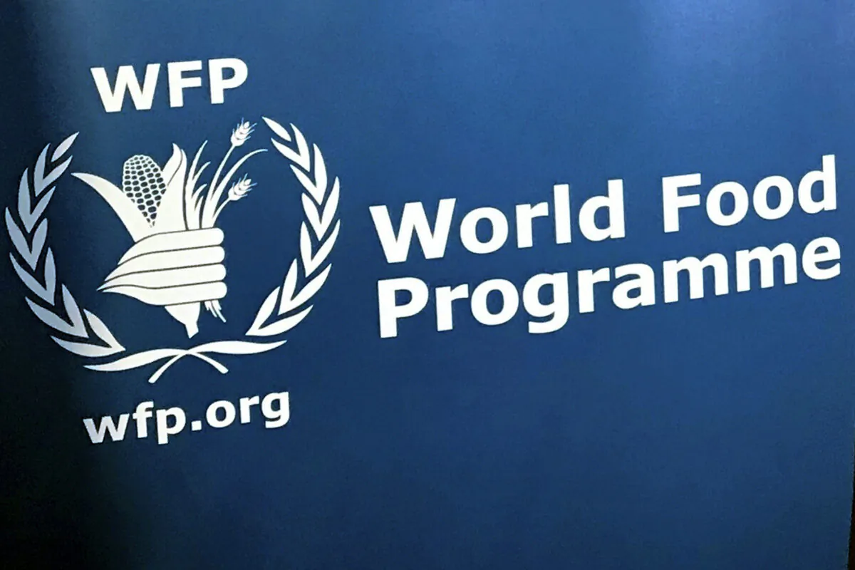 The U.N. World Food Program's logo is seen at the agency's headquarters in New York, on Nov. 6, 2017. (Robert Bumstead/AP Photo)
