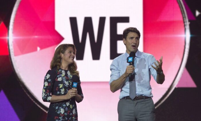 Canadian Prime Minister Justin Trudeau and Sophie Gregoire Trudeau appear onstage during WE Day UN in New York City on Sept. 20, 2017. (Adrian Wyld/The Canadian Press)
