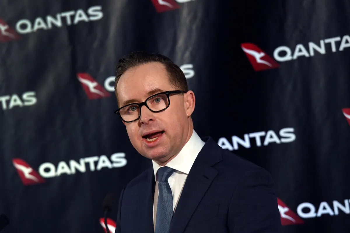 Qantas chief executive officer Alan Joyce speaks during a press conference in Sydney, Australia, on Feb. 23, 2017. (William West/AFP via Getty Images)