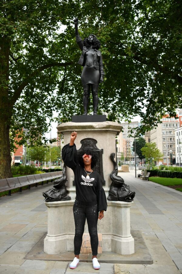 Jen Reid and statue